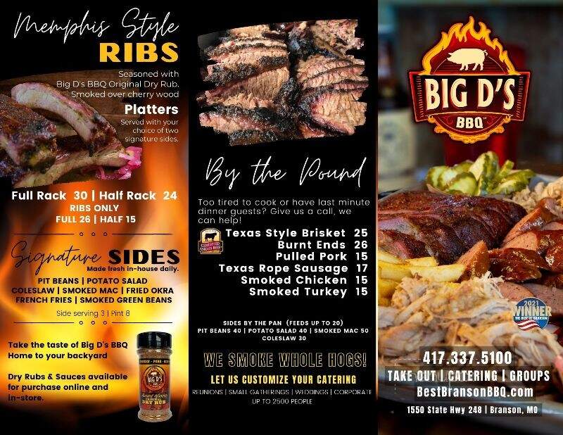 Big D's BBQ - Branson, MO menu_pic
