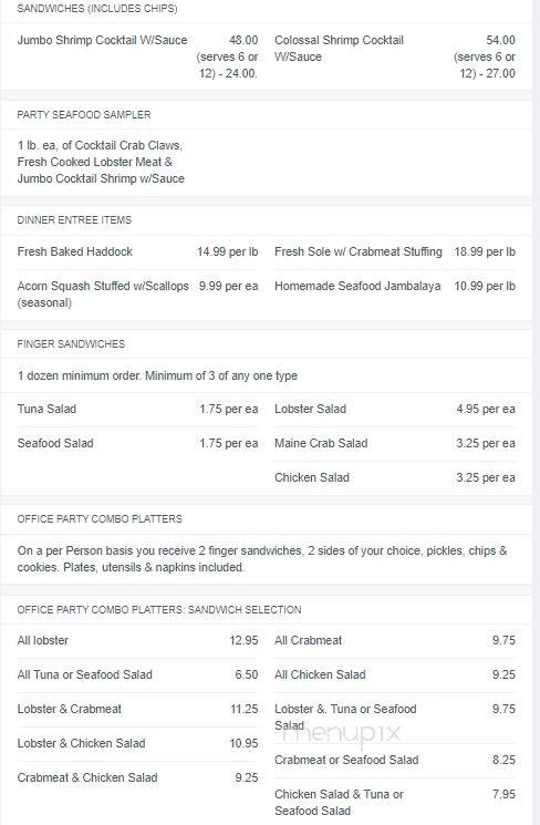 Hometown Seafoods - Andover, MA menu_pic