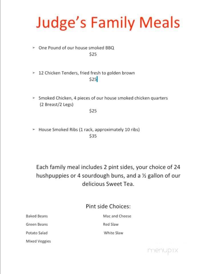 Judge's Riverside Barbeque - Morganton, NC menu_pic