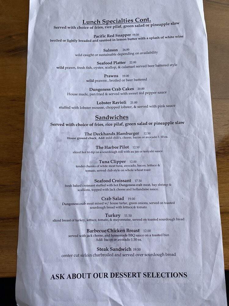 Harbor Hut - Morro Bay, CA menu_pic