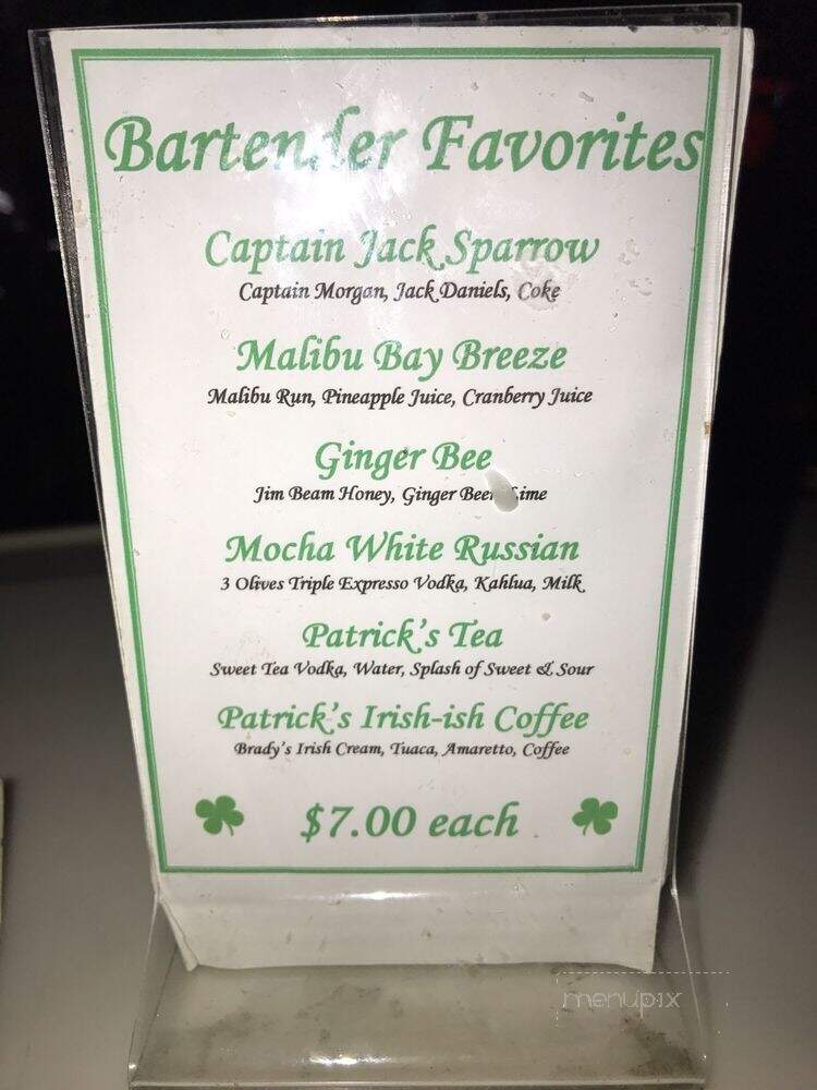 Patrick's Pub - Costa Mesa, CA menu_pic