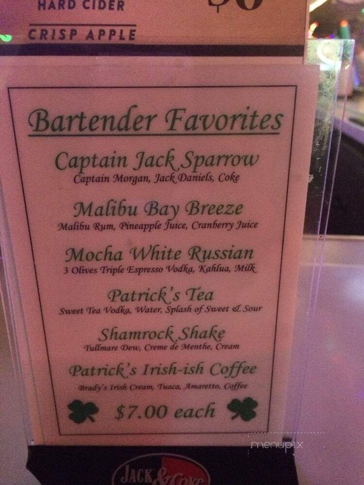 Patrick's Pub - Costa Mesa, CA menu_pic