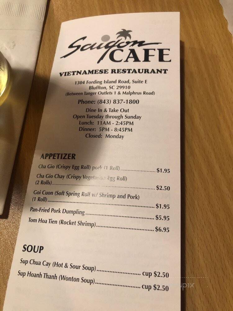 Saigon Cafe - Bluffton, SC menu_pic