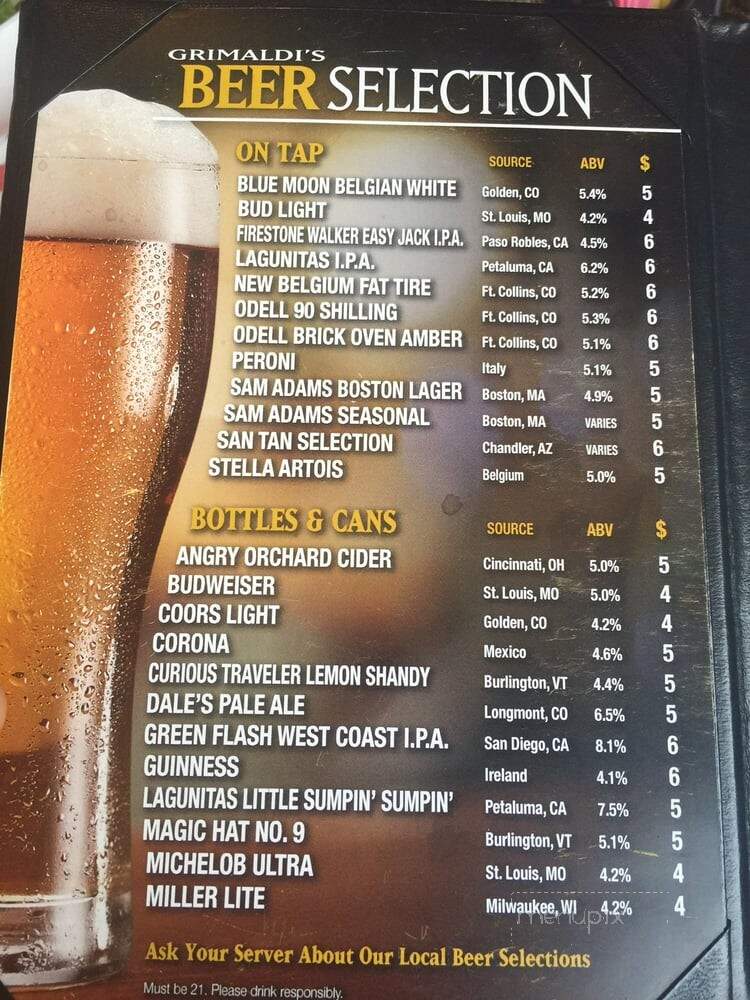 Grimaldi's Pizzeria - Peoria, AZ menu_pic