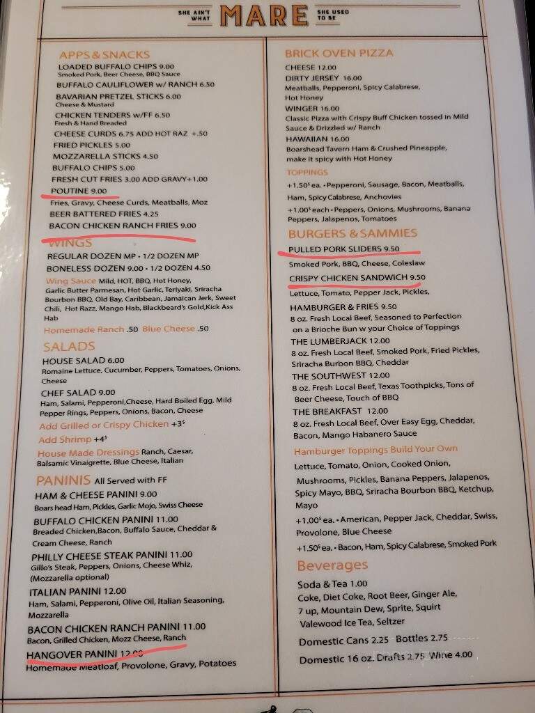 OLE Gray Mare - Carrolltown, PA menu_pic