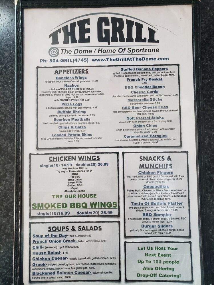 The Grill at the Dome - Tonawanda, NY menu_pic