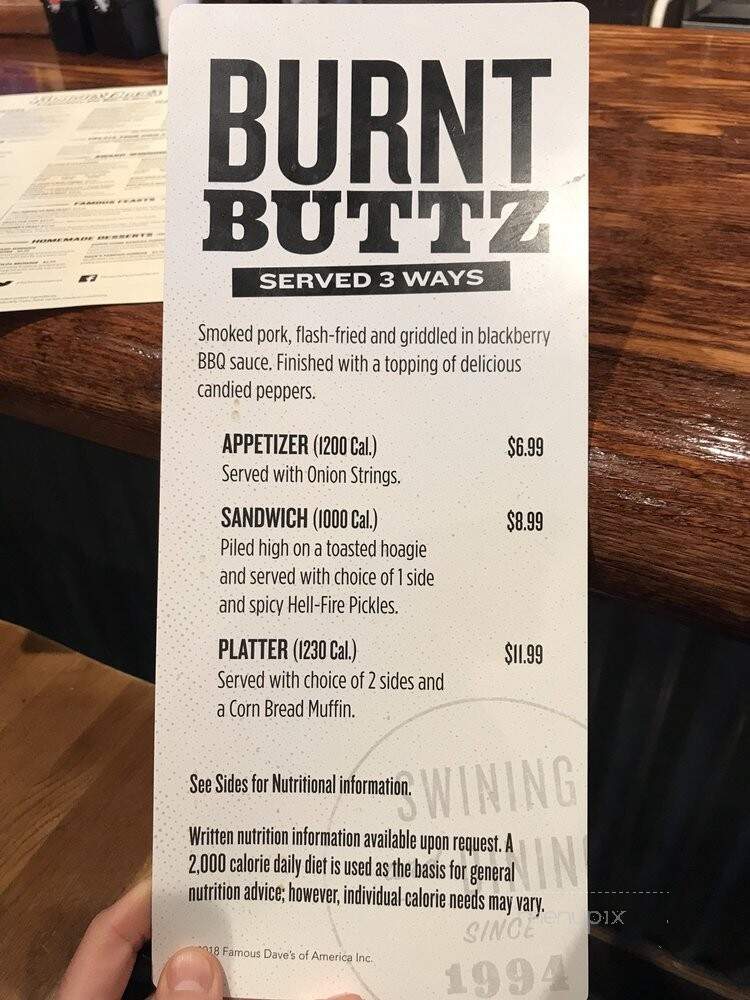 Famous Dave's - Chandler, AZ menu_pic