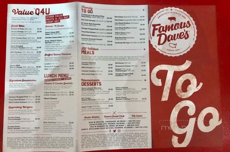 Famous Dave's - Chandler, AZ menu_pic