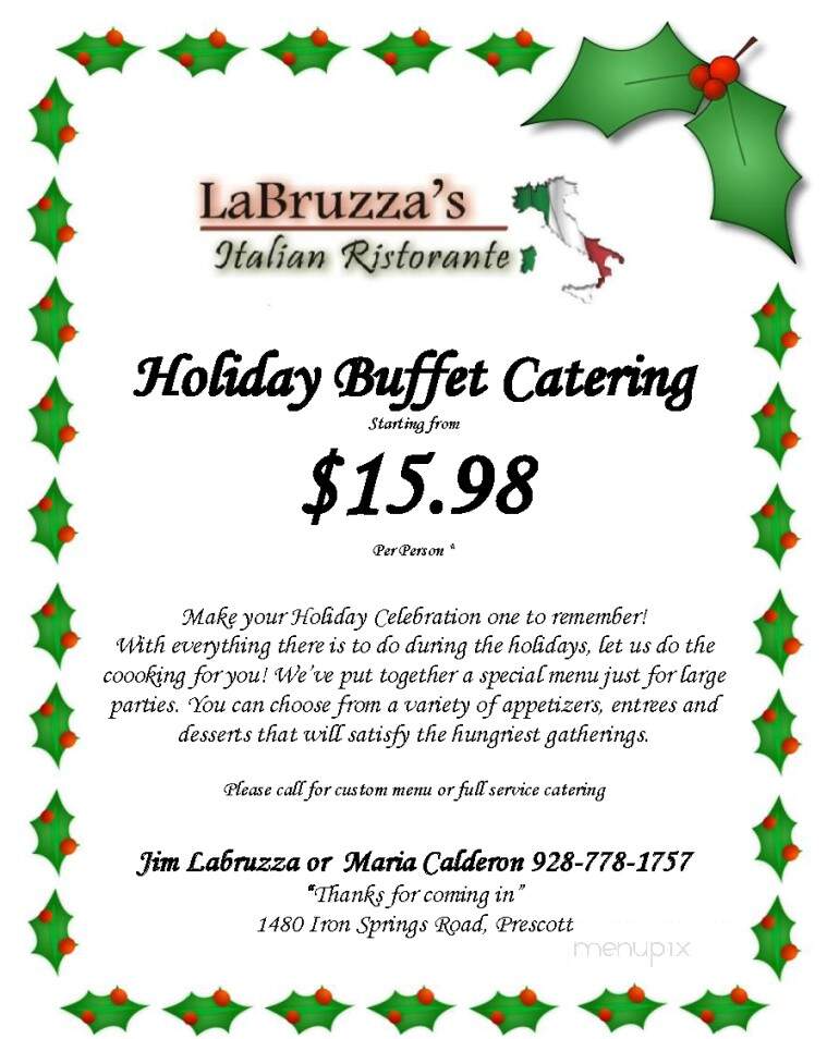 Labruzza's Italian Ristorante - Prescott, AZ menu_pic