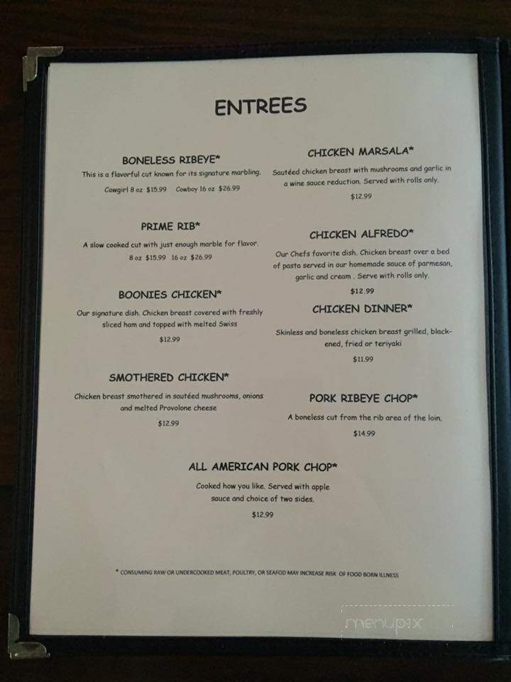Boonies Restaurant & Lounge - Loxahatchee, FL menu_pic