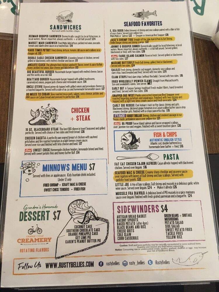 Rusty Bellies Waterfront - Tarpon Springs, FL menu_pic