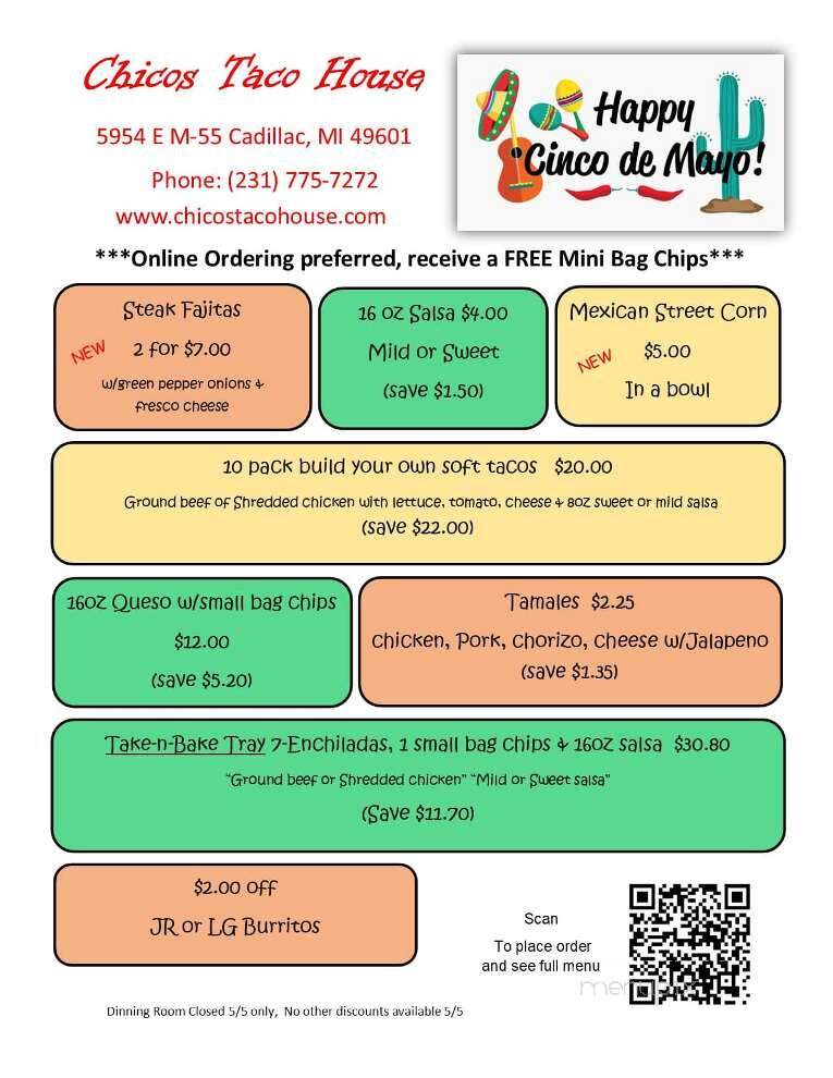 Chicos Taco House - Cadillac, MI menu_pic