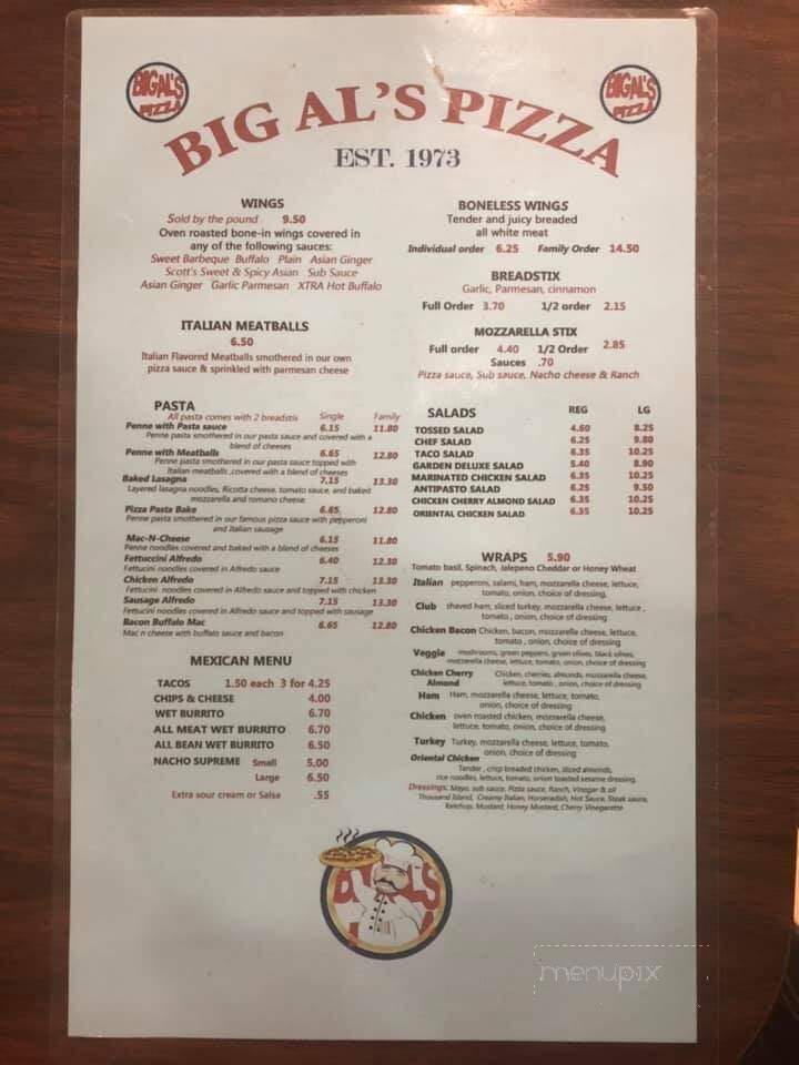 Big Al's Pizza - Manistee, MI menu_pic