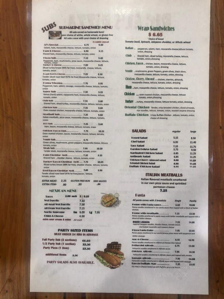 Big Al's Pizza - Manistee, MI menu_pic