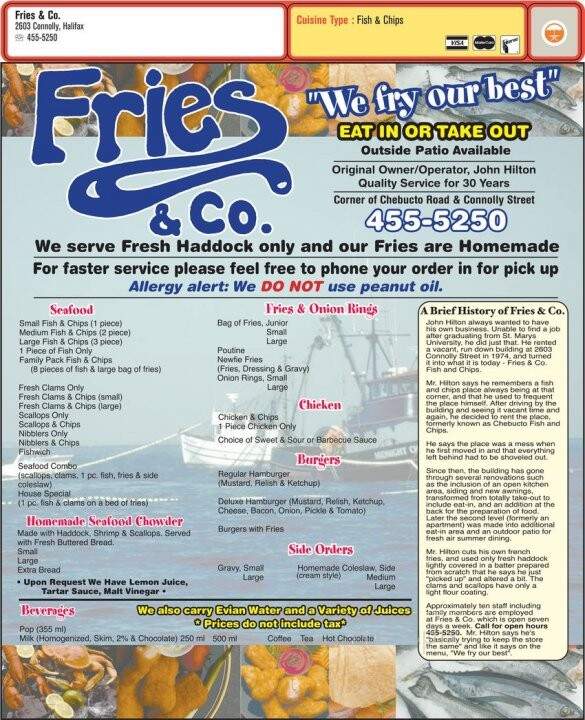 Fries & Co. - Halifax, NS menu_pic