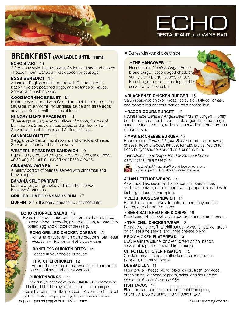 Echo Restaurant & Wine Bar - Brandon, MB menu_pic