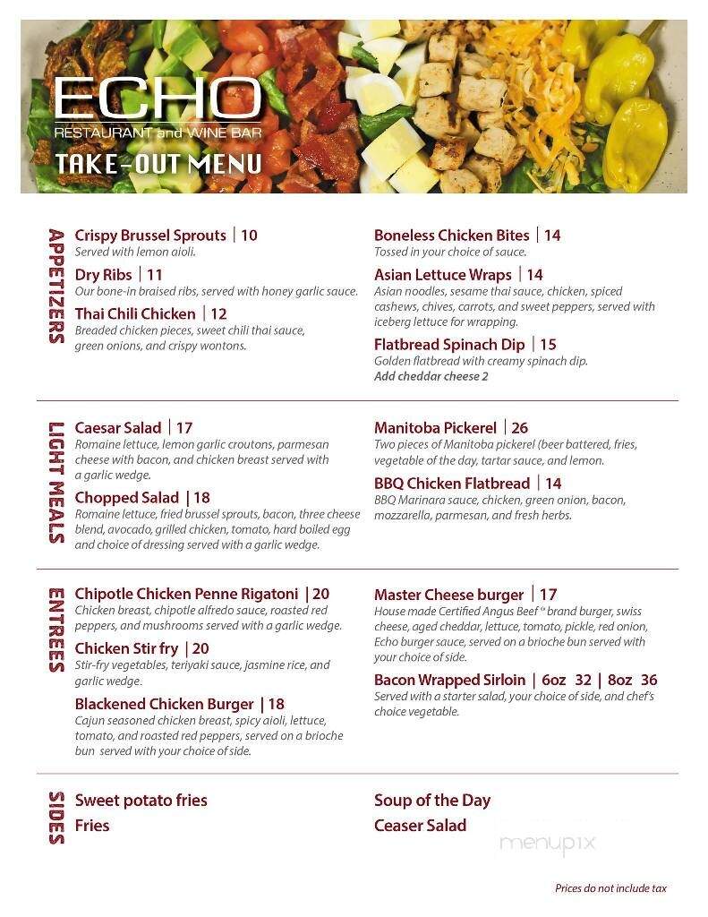 Echo Restaurant & Wine Bar - Brandon, MB menu_pic
