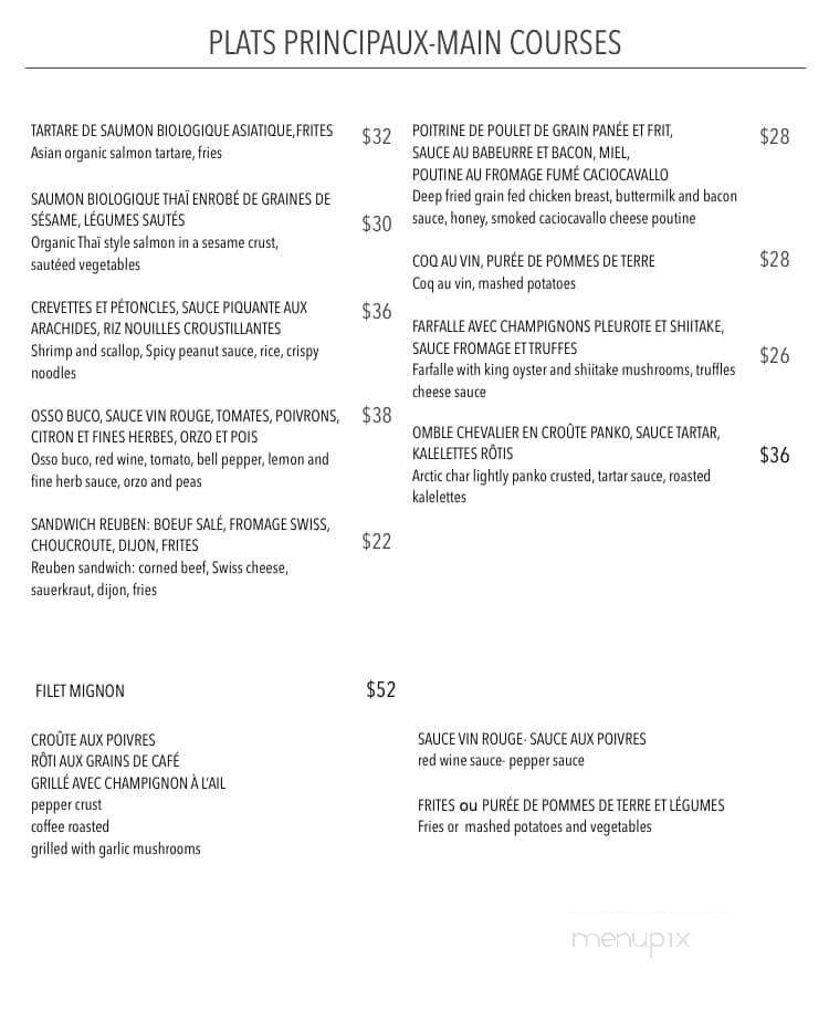Restaurant Le Gourmand - Pointe-Claire, QC menu_pic