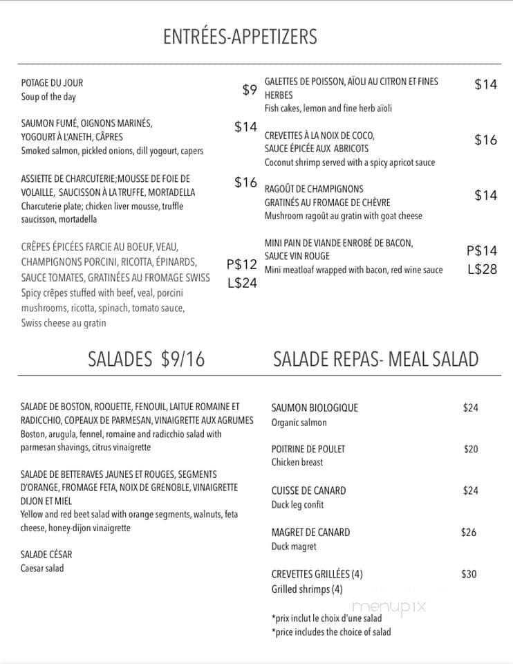 Restaurant Le Gourmand - Pointe-Claire, QC menu_pic