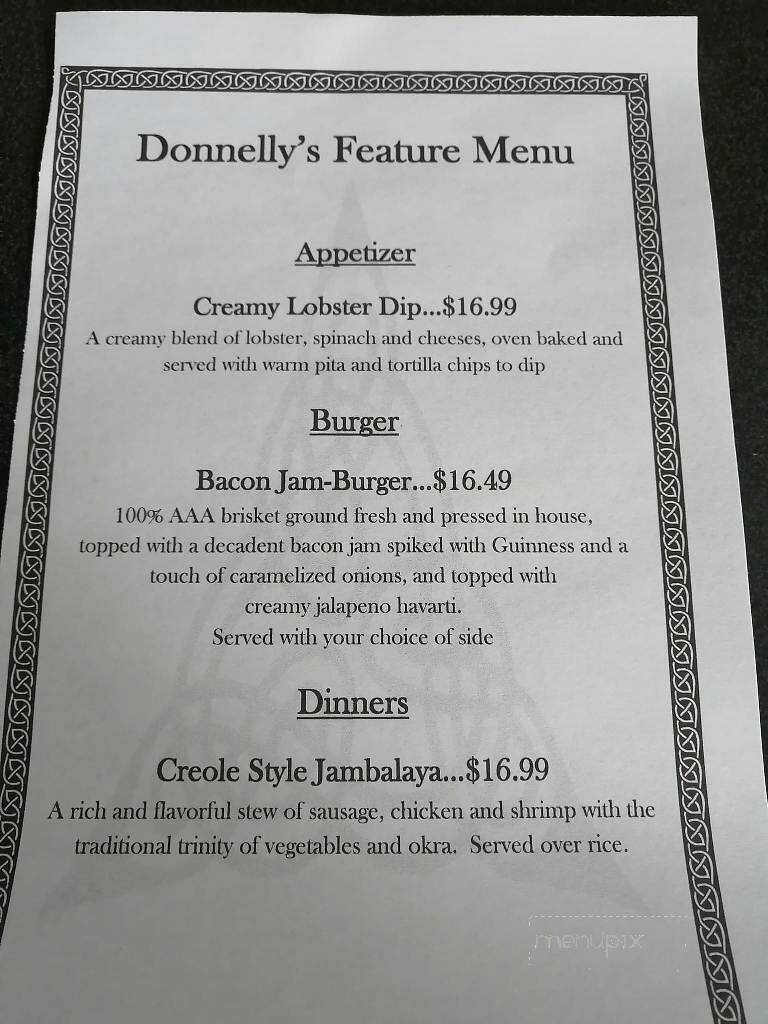 Donnelly's Pub - Thorold, ON menu_pic