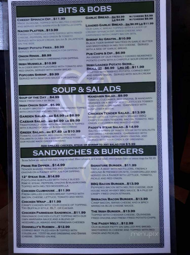 Donnelly's Pub - Thorold, ON menu_pic
