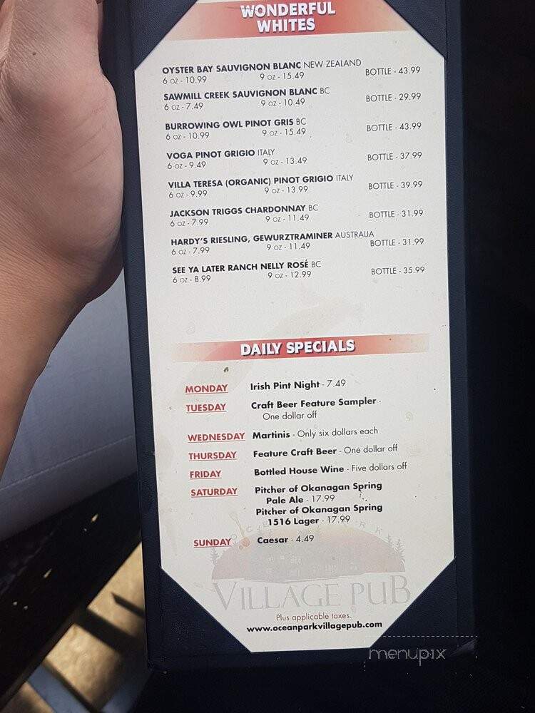 Ocean Park Pizza - Surrey, BC menu_pic