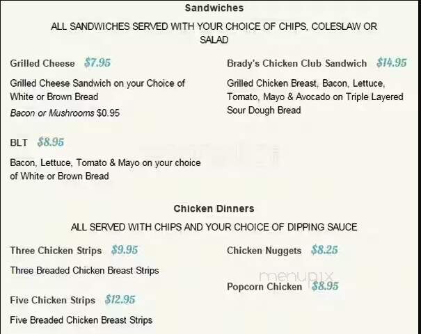 Brady's Fish & Chips - Saanich, BC menu_pic