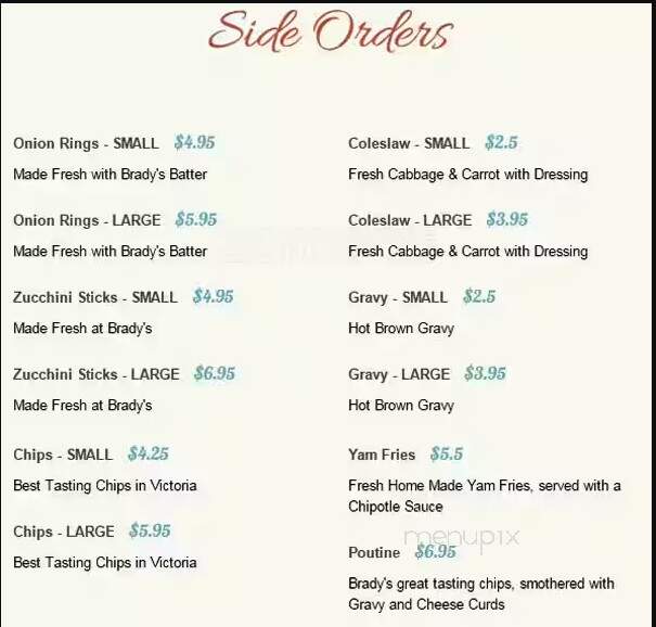 Brady's Fish & Chips - Saanich, BC menu_pic