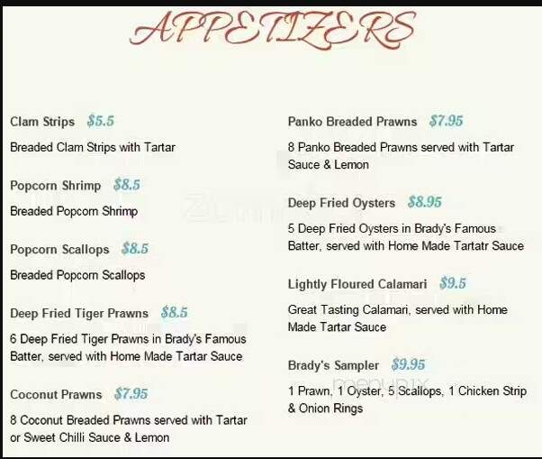 Brady's Fish & Chips - Saanich, BC menu_pic