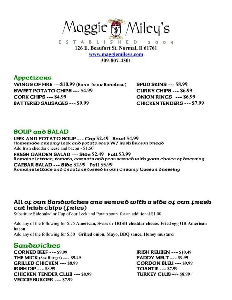 Maggie Miley's - Normal, IL menu_pic