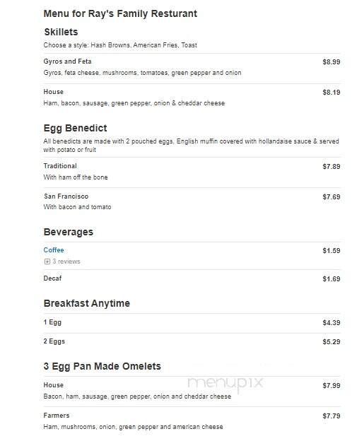 Ray's Family Restaurant - Rockton, IL menu_pic
