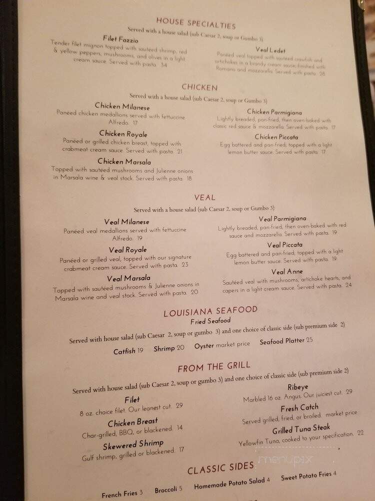 Fazzio's Restaurant - Mandeville, LA menu_pic