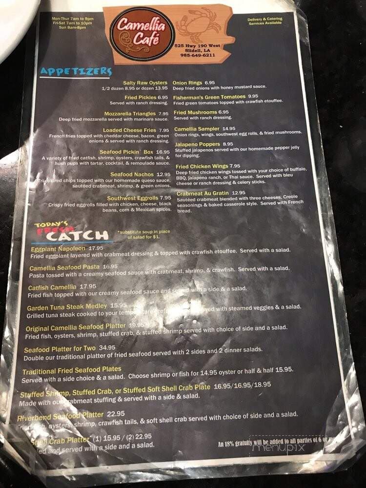 Camellia Cafe - Slidell, LA menu_pic