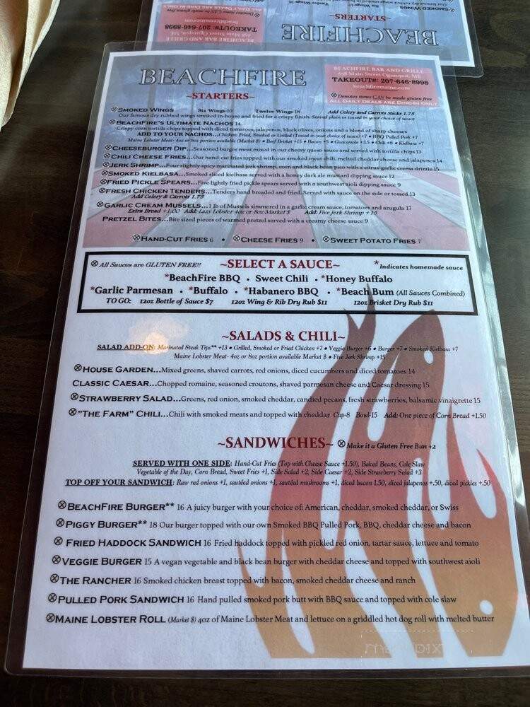 Beachfire Bar & Grille - Ogunquit, ME menu_pic