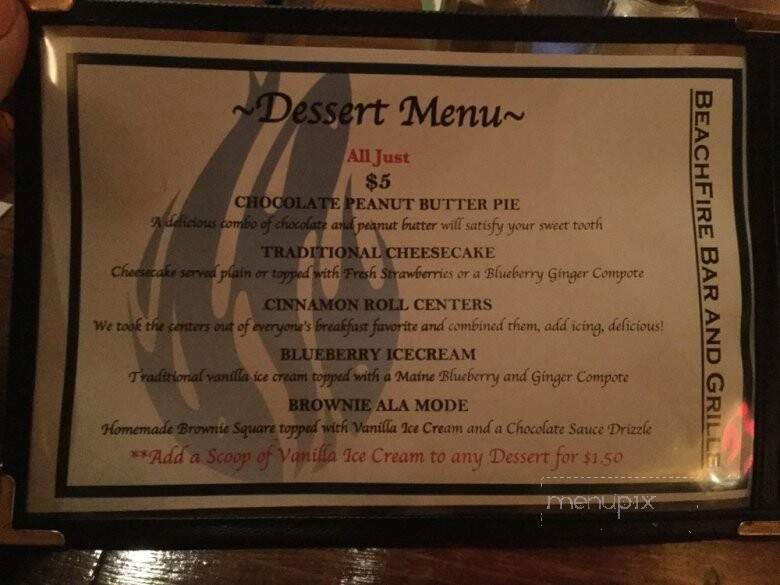 Beachfire Bar & Grille - Ogunquit, ME menu_pic