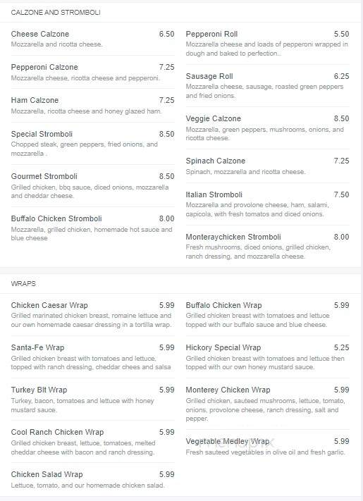 Hickory Station Pizzeria - Bel Air, MD menu_pic