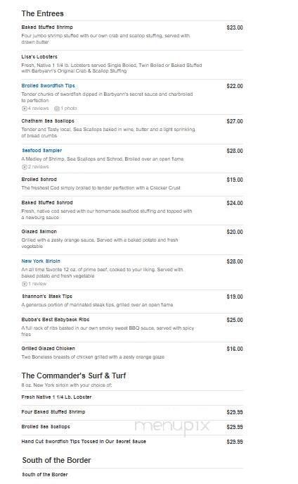 Barbyann's Restaurant - Hyannis, MA menu_pic