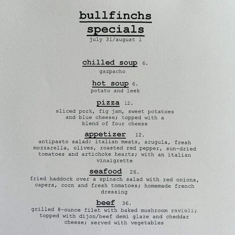 Bullfinch's Restaurant - Sudbury, MA