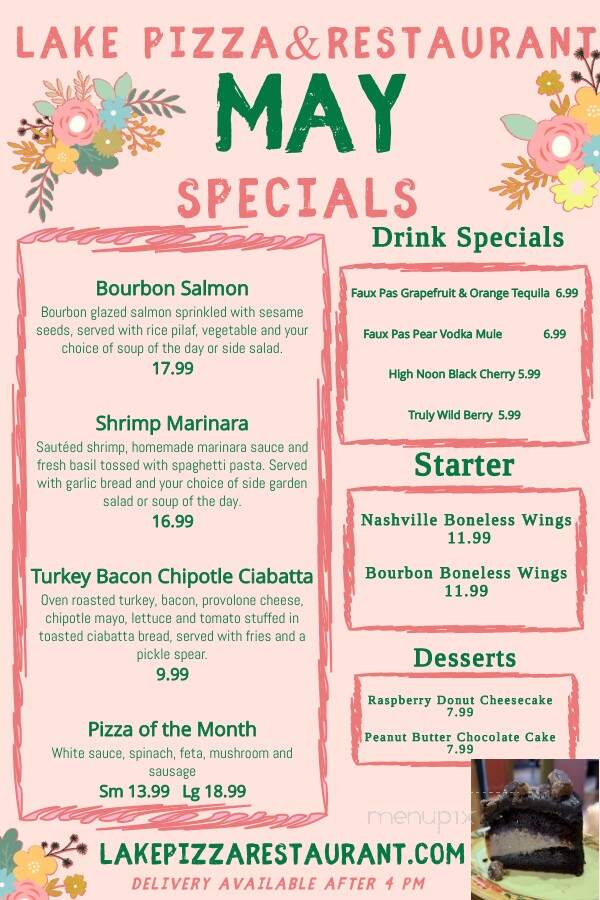 Lake Pizza & Restaurant - Webster, MA menu_pic