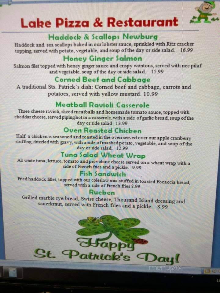 Lake Pizza & Restaurant - Webster, MA menu_pic