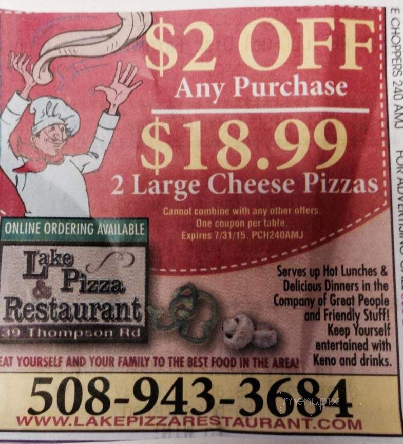 Lake Pizza & Restaurant - Webster, MA menu_pic