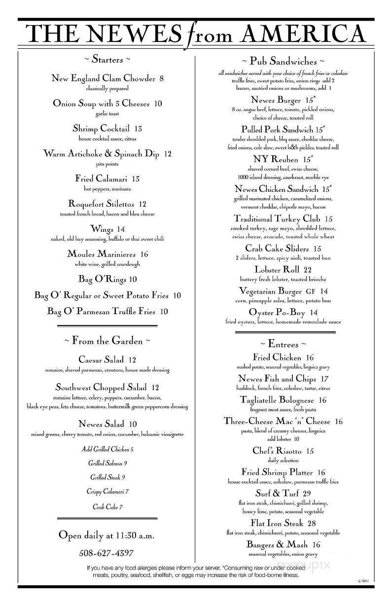 Newes From America Pub - Edgartown, MA menu_pic
