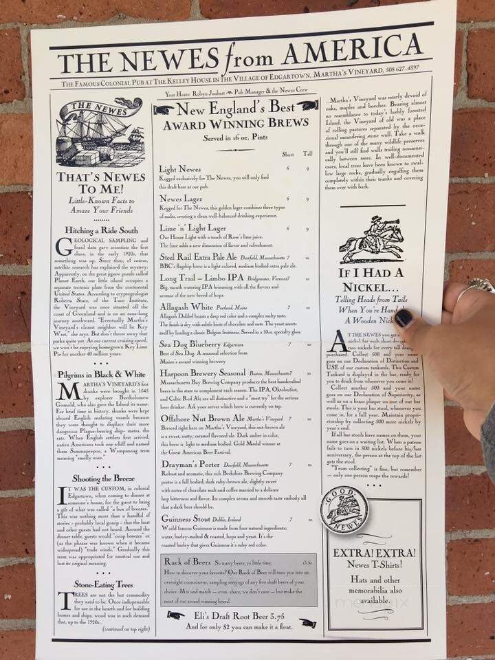 Newes From America Pub - Edgartown, MA menu_pic