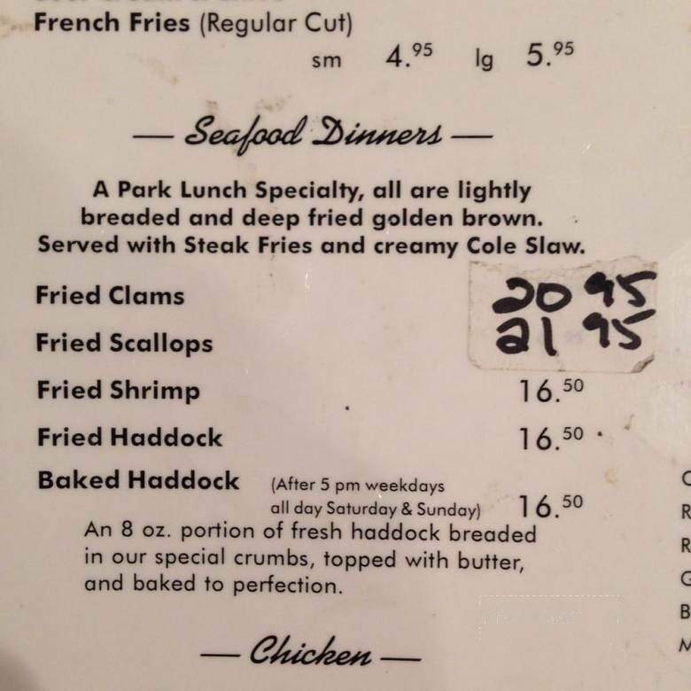 Park Lunch - Newburyport, MA menu_pic