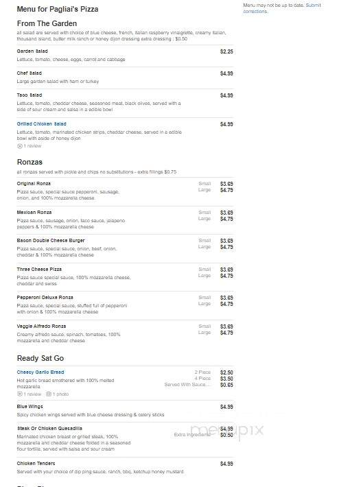 Pagliai's Pizza - Kirksville, MO menu_pic
