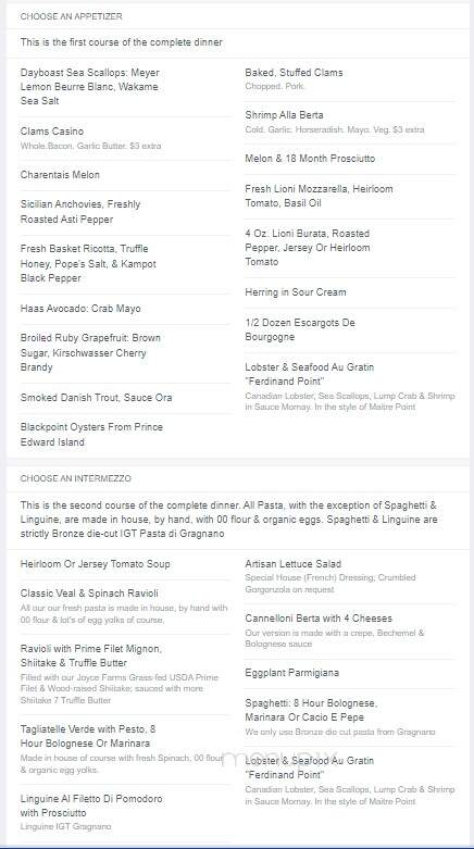 Berta's Chateau - Wanaque, NJ menu_pic