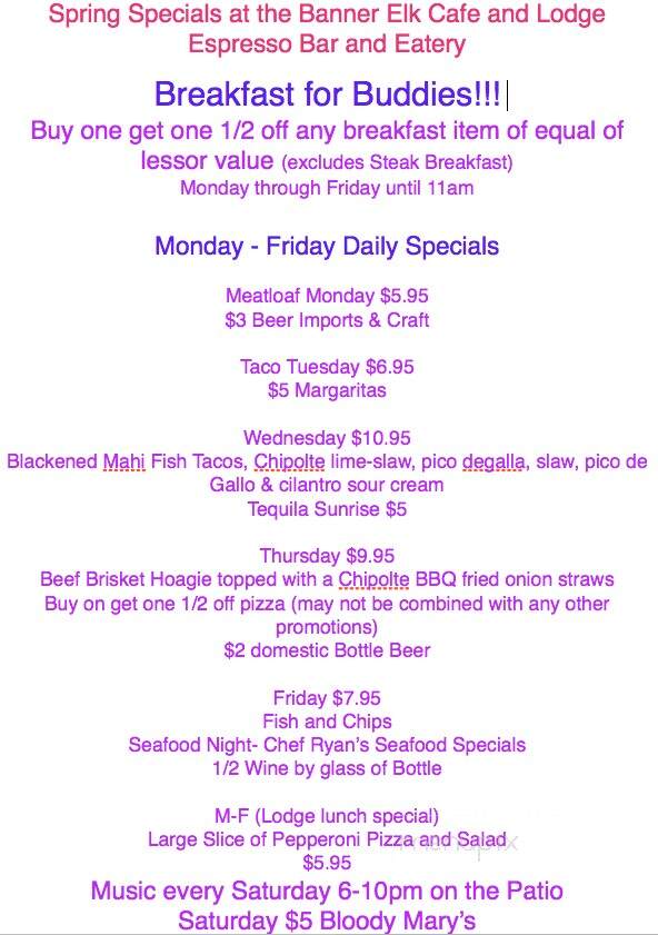 Banner Elk Cafe - Banner Elk, NC menu_pic