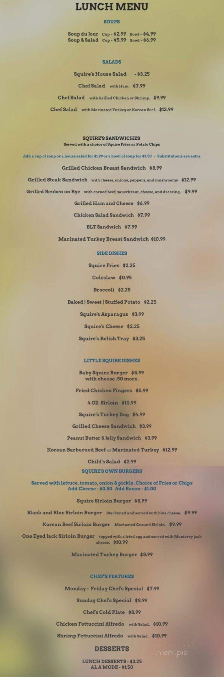 Country Squire - Warsaw, NC menu_pic