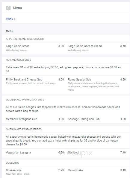 Rome Pizza - High Point, NC menu_pic