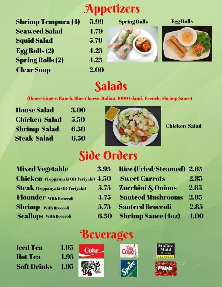 Asaka Japanese Cuisine - Hendersonville, NC menu_pic
